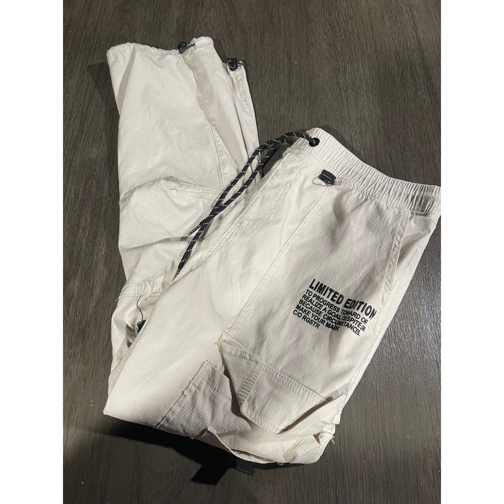 RGSTR Men Large Off White Cargo Pants Limited Edition Streetwear Utility Ripstop